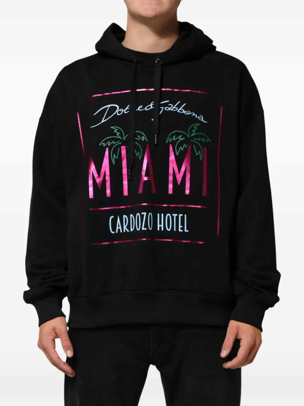 Dolce & Gabbana logo-print drawstring hoodie - Black