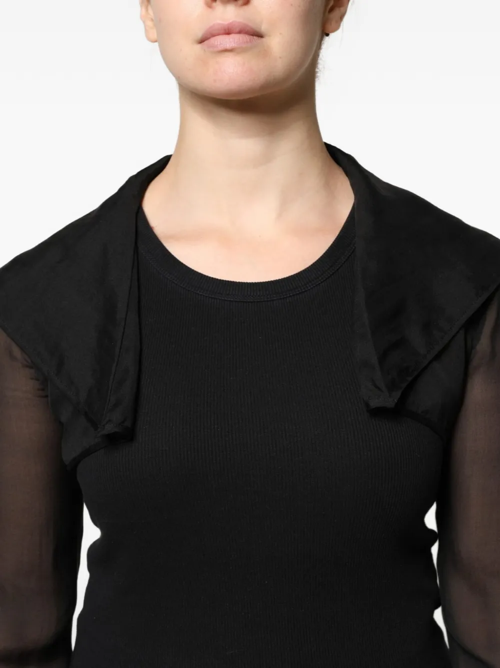Dolce & Gabbana Ribgebreide top met doorzichtige mouwen Zwart