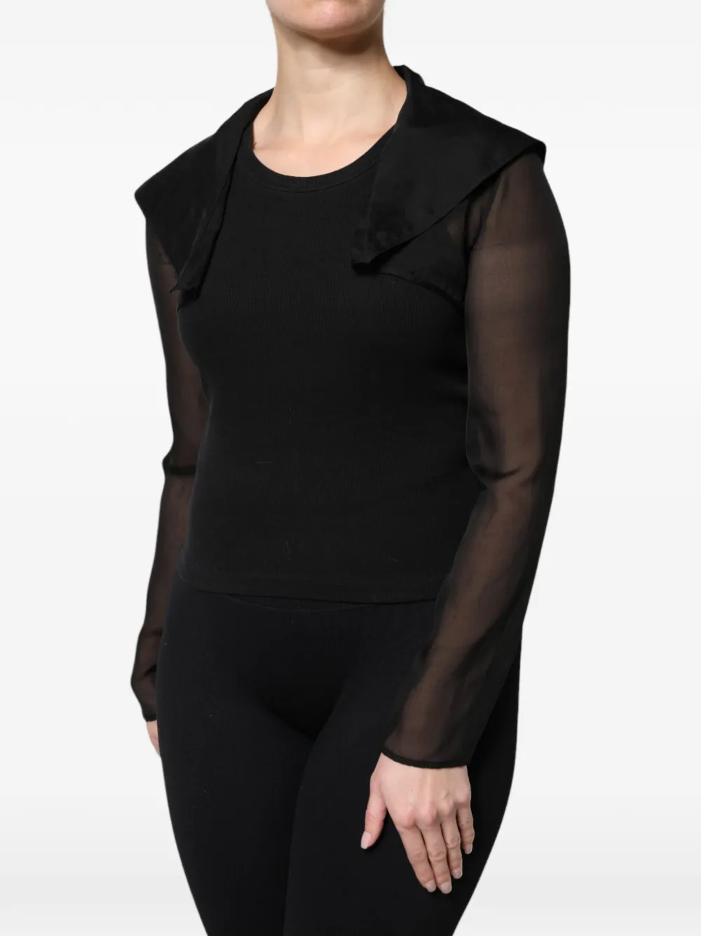 Dolce & Gabbana Ribgebreide top met doorzichtige mouwen Zwart