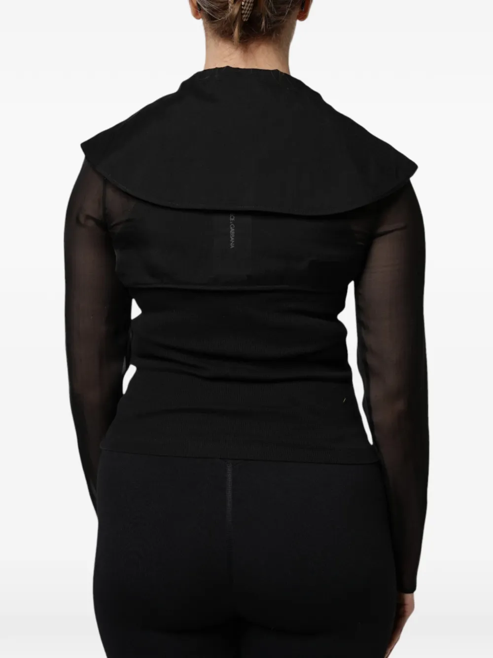 Dolce & Gabbana Ribgebreide top met doorzichtige mouwen Zwart