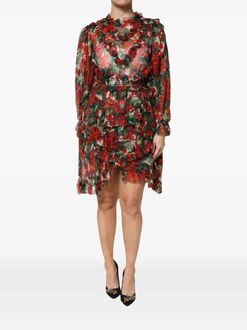 Dolce & Gabbana Abito asimmetrico a fiori - Rosso
