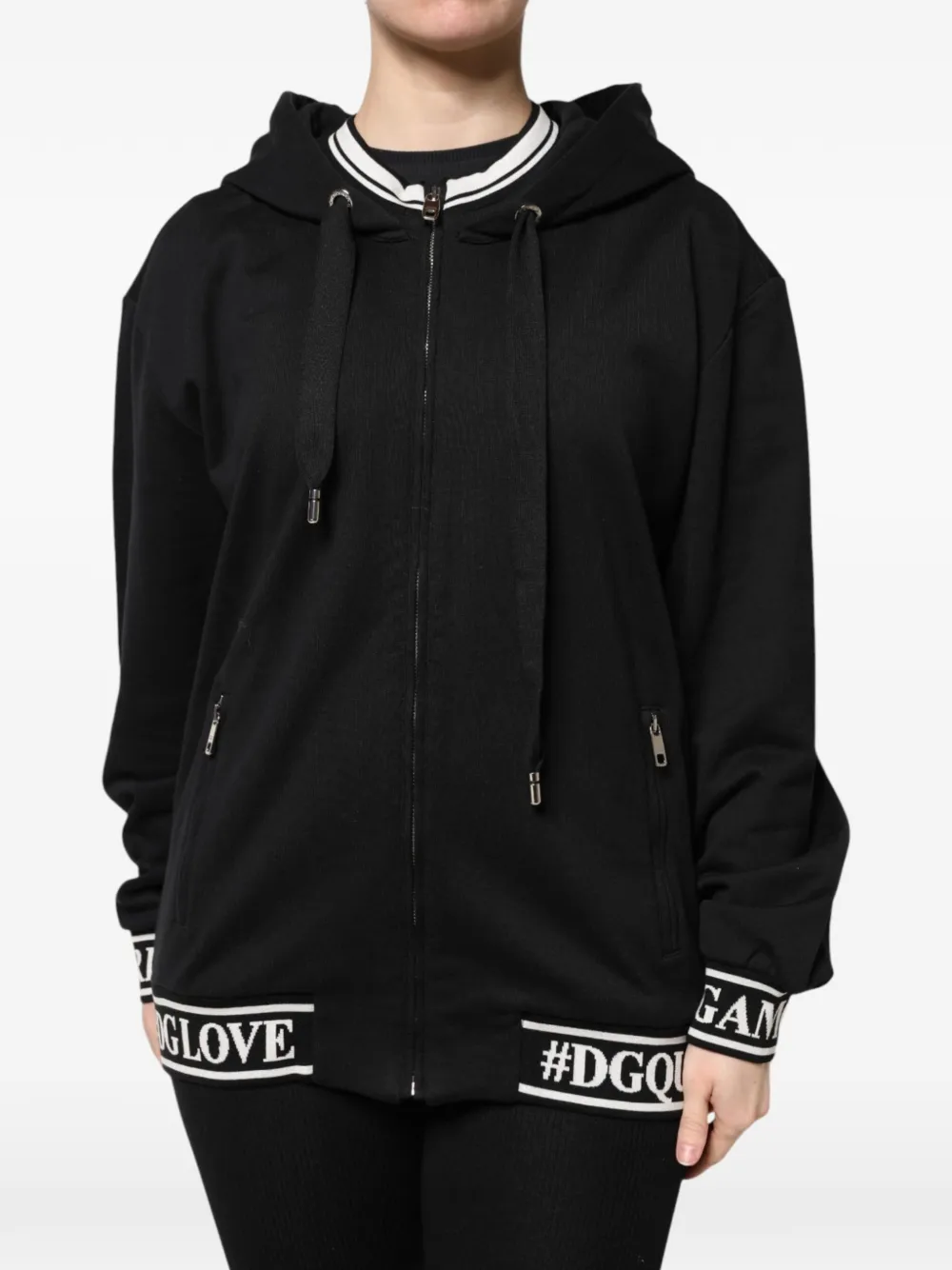Dolce & Gabbana Kapuzenjacke mit Logo-Band - Schwarz