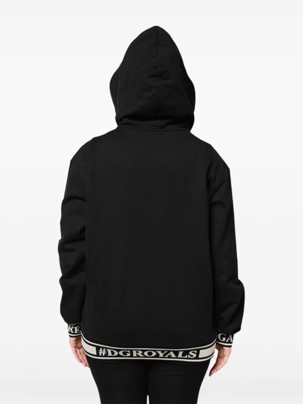 Dolce & Gabbana Hoodie met logoband en rits Zwart