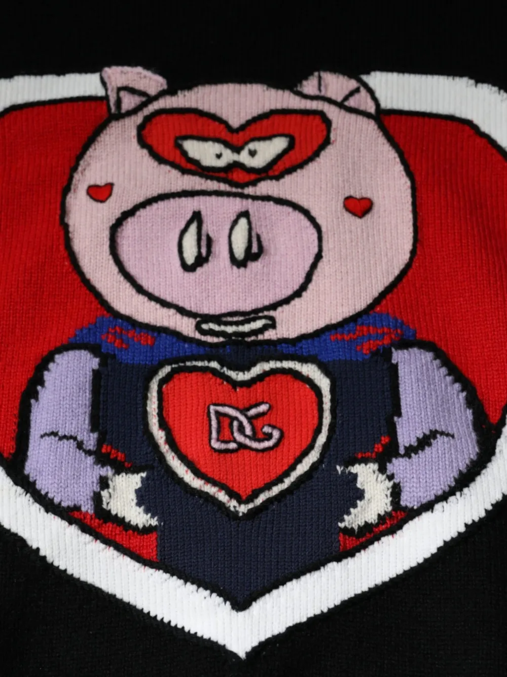 Dolce & Gabbana piglet-appliqué merino wool sweater Zwart