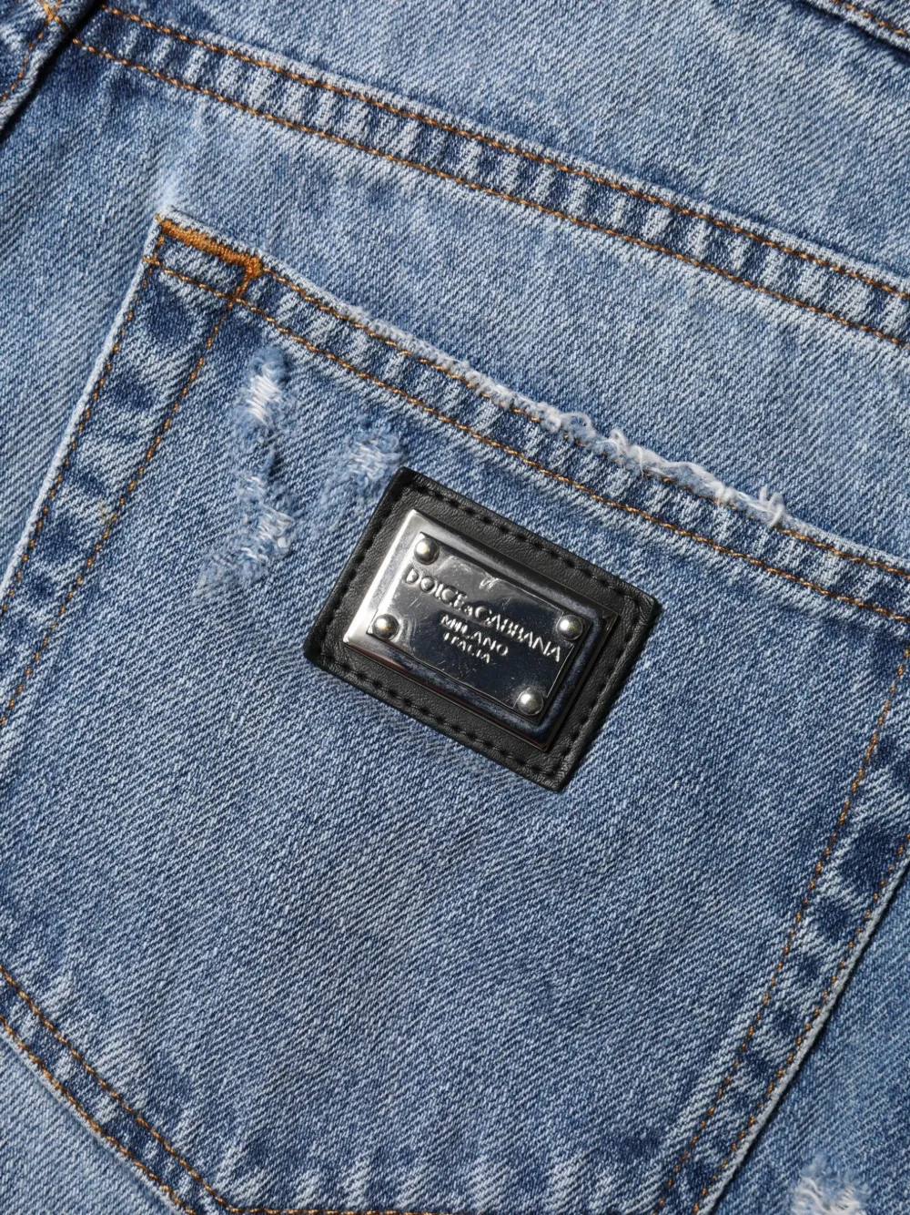 Dolce & Gabbana Gerafelde shorts met logopatch Blauw