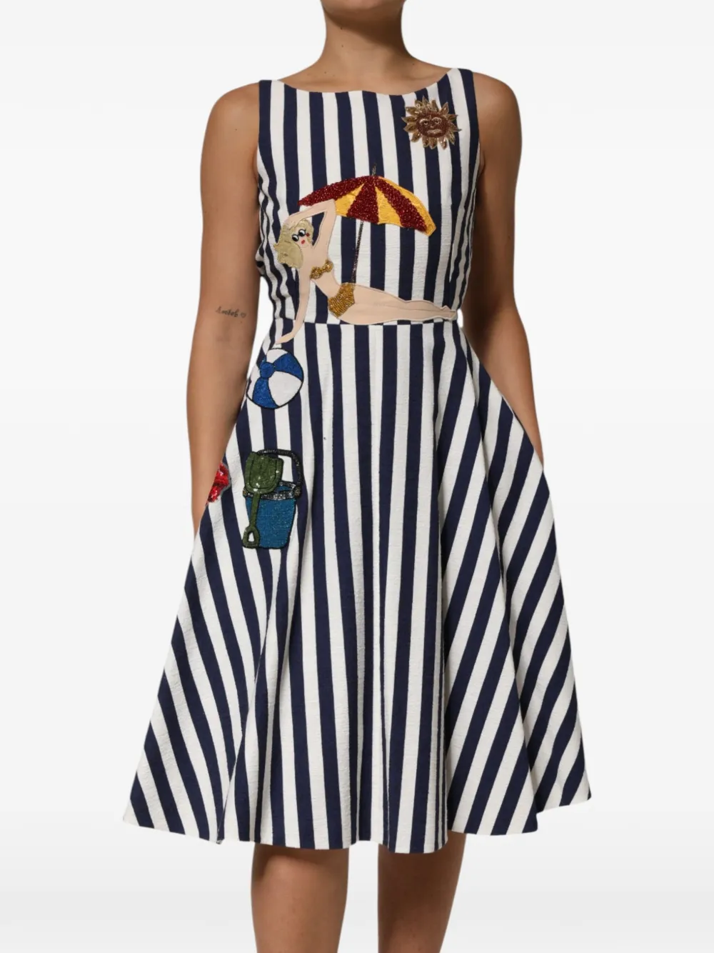 Dolce & Gabbana Abito midi a righe - Blu