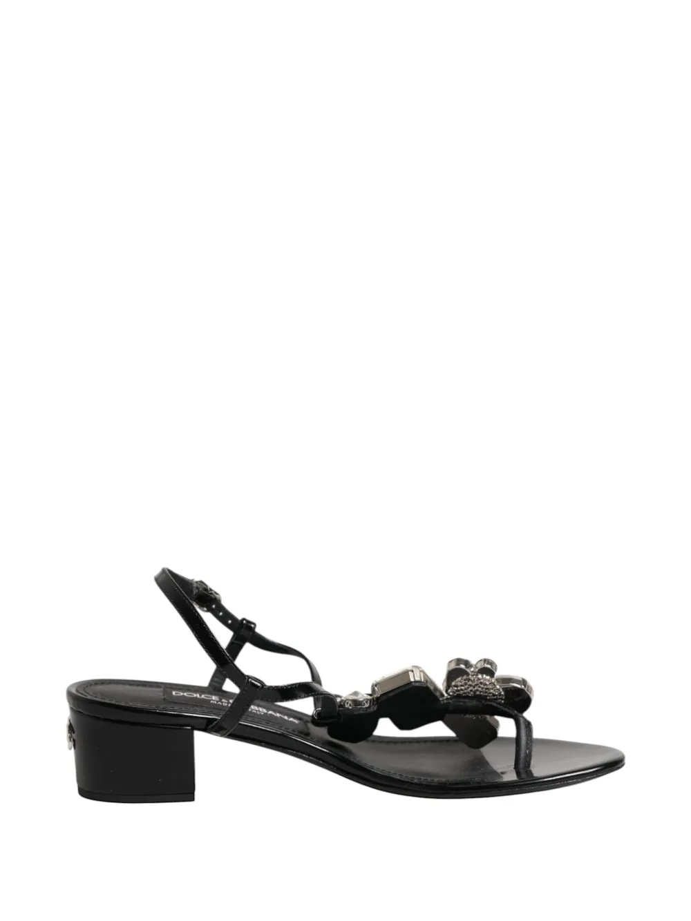 Dolce & Gabbana Sandali con cinturino alla caviglia e cristalli - Nero