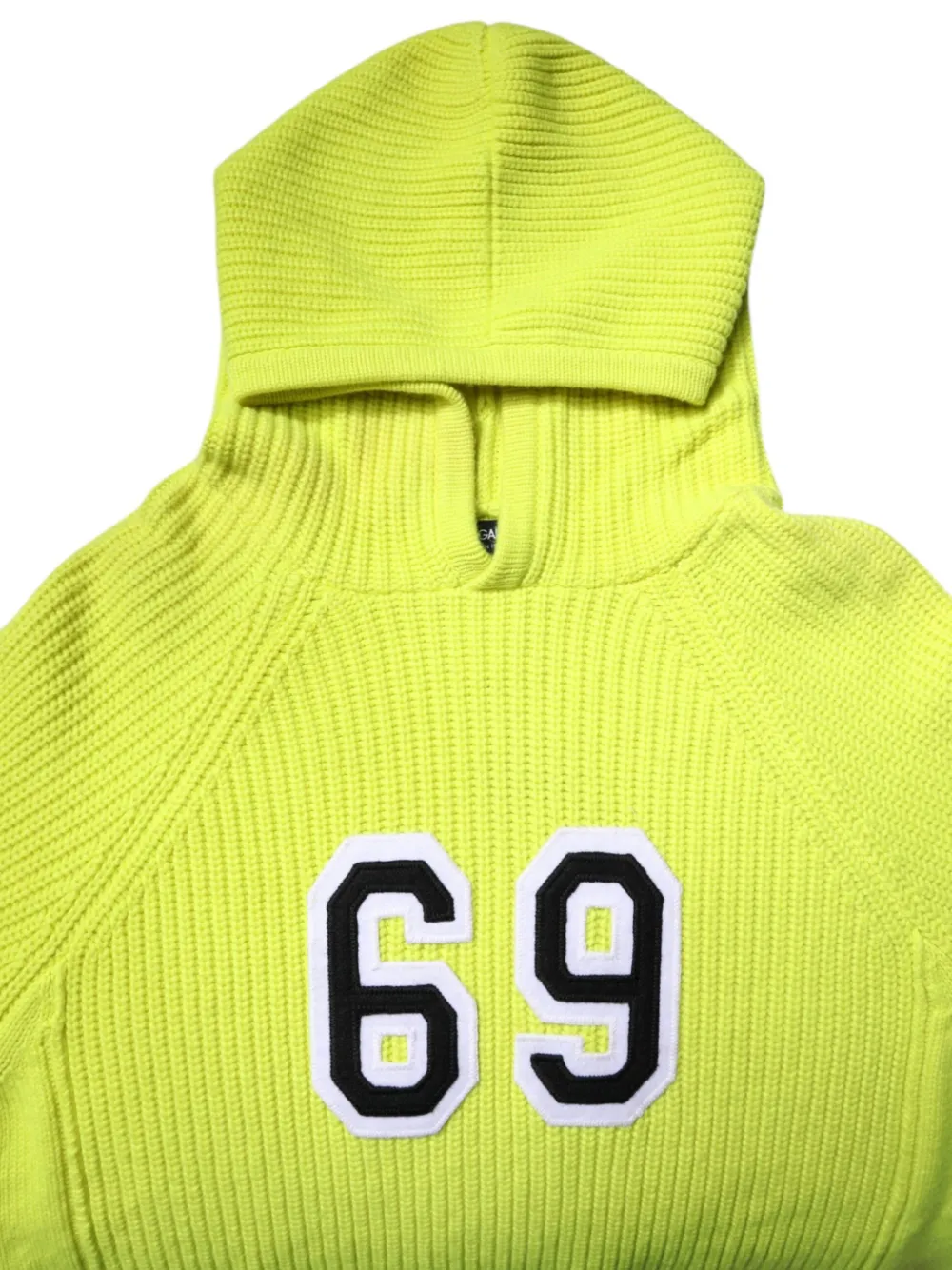 Dolce & Gabbana Geribbelde hoodie met 69 patchwork Geel