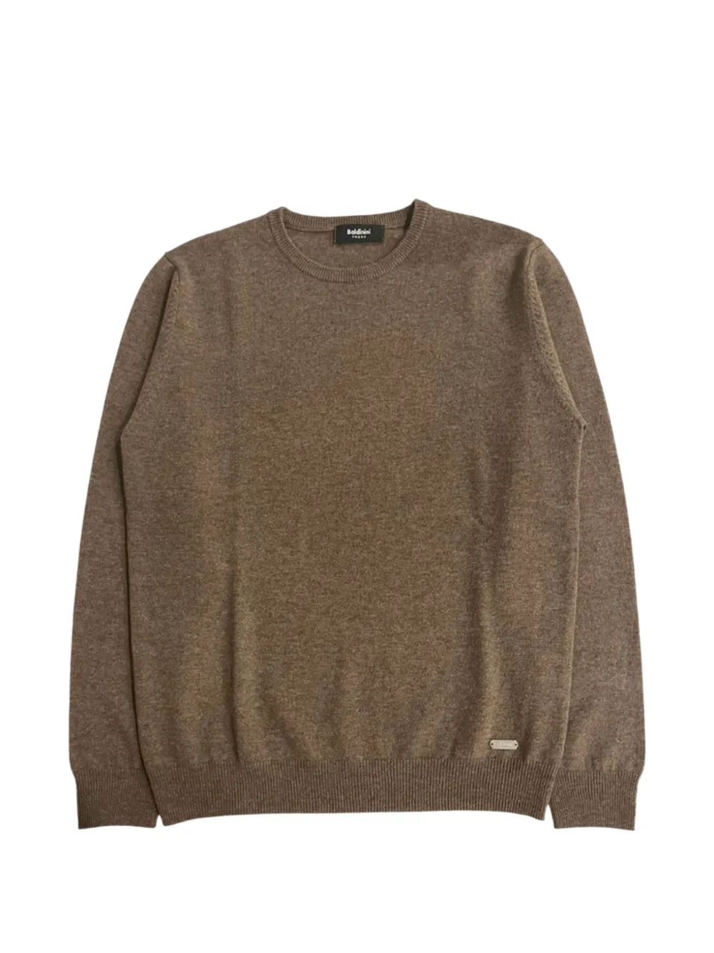 Baldinini Logo-plaque Fine-knit Sweater In Brown