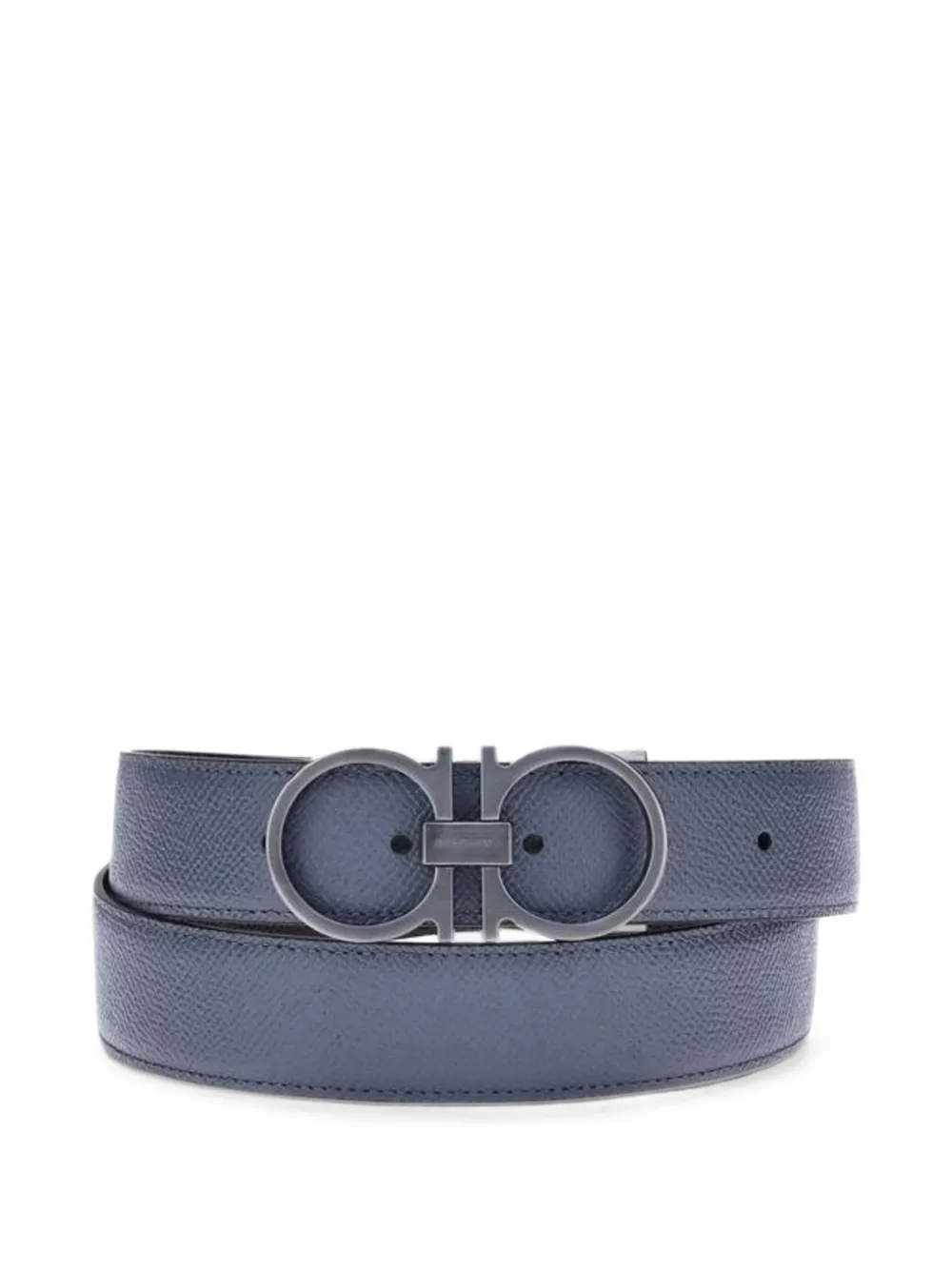 Ferragamo Gancini leren riem met textuur Blauw