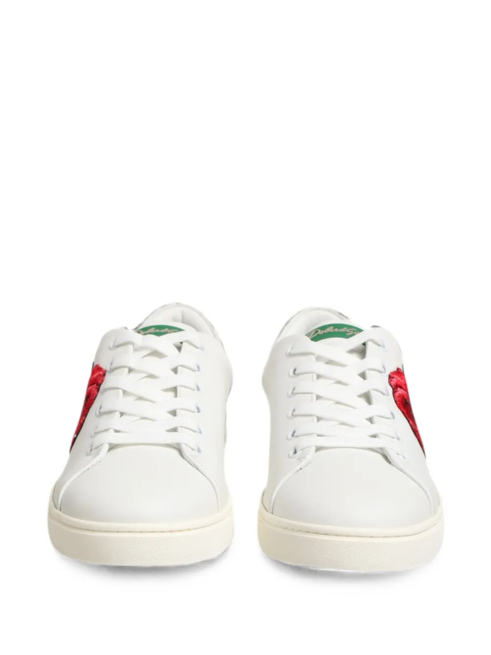 Dolce & Gabbana Leren sneakers met geborduurde roos Wit