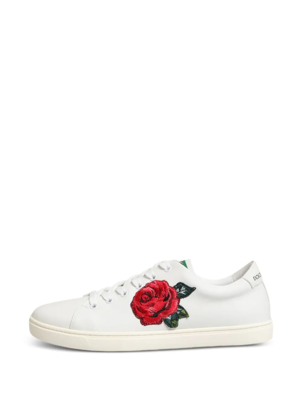 Dolce & Gabbana Leren sneakers met geborduurde roos Wit