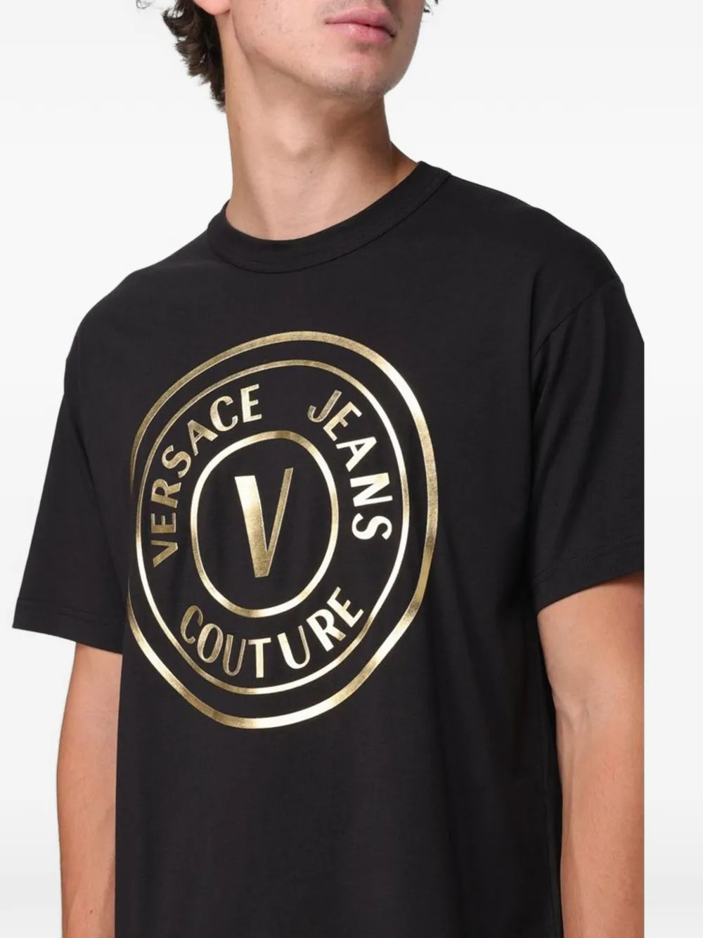 Versace Jeans Couture T-shirt met logoprint Zwart