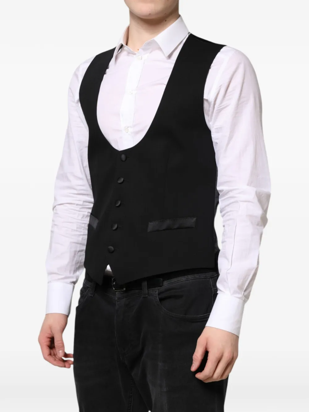 Dolce & Gabbana Gilet met U-hals en knopen Zwart