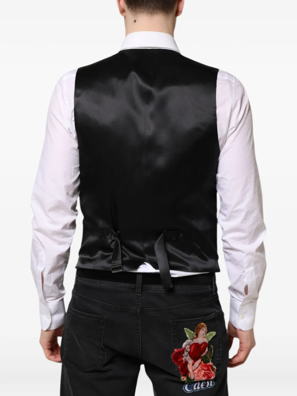 Dolce & Gabbana Gilet met U-hals en knopen Zwart