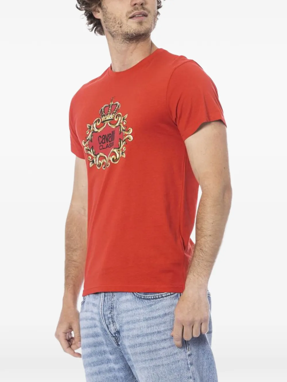 Cavalli Class T-shirt met logoprint Rood