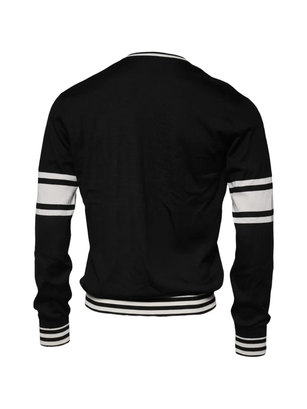 Dolce & Gabbana guitar-intarsia striped-trim sweater Zwart