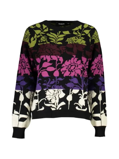 Desigual floral-intarsia long-sleeve sweater