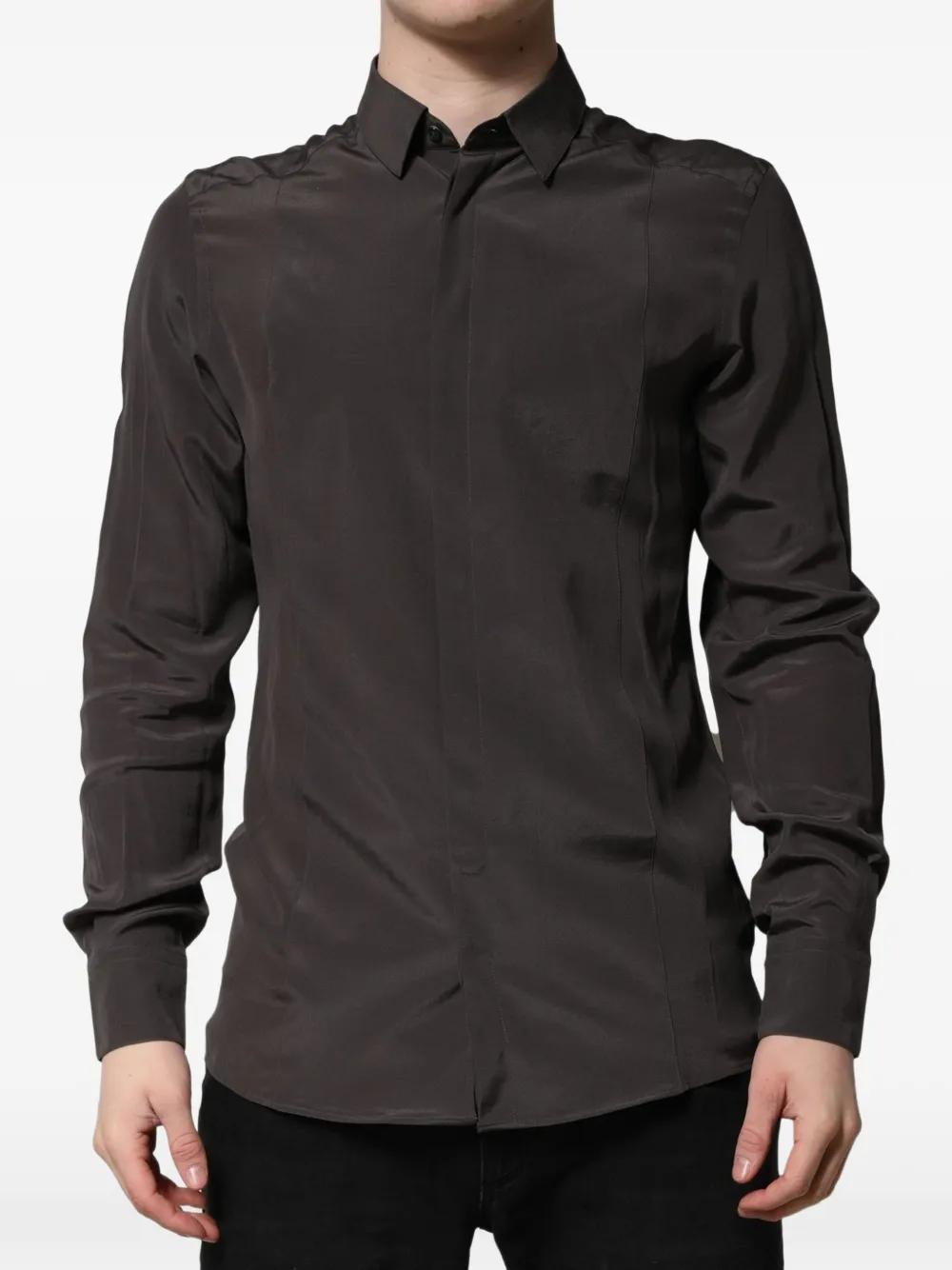 Dolce & Gabbana chemise en soie dorée - Marron Dolce & Gabbana chemise en soie dorée - Marron