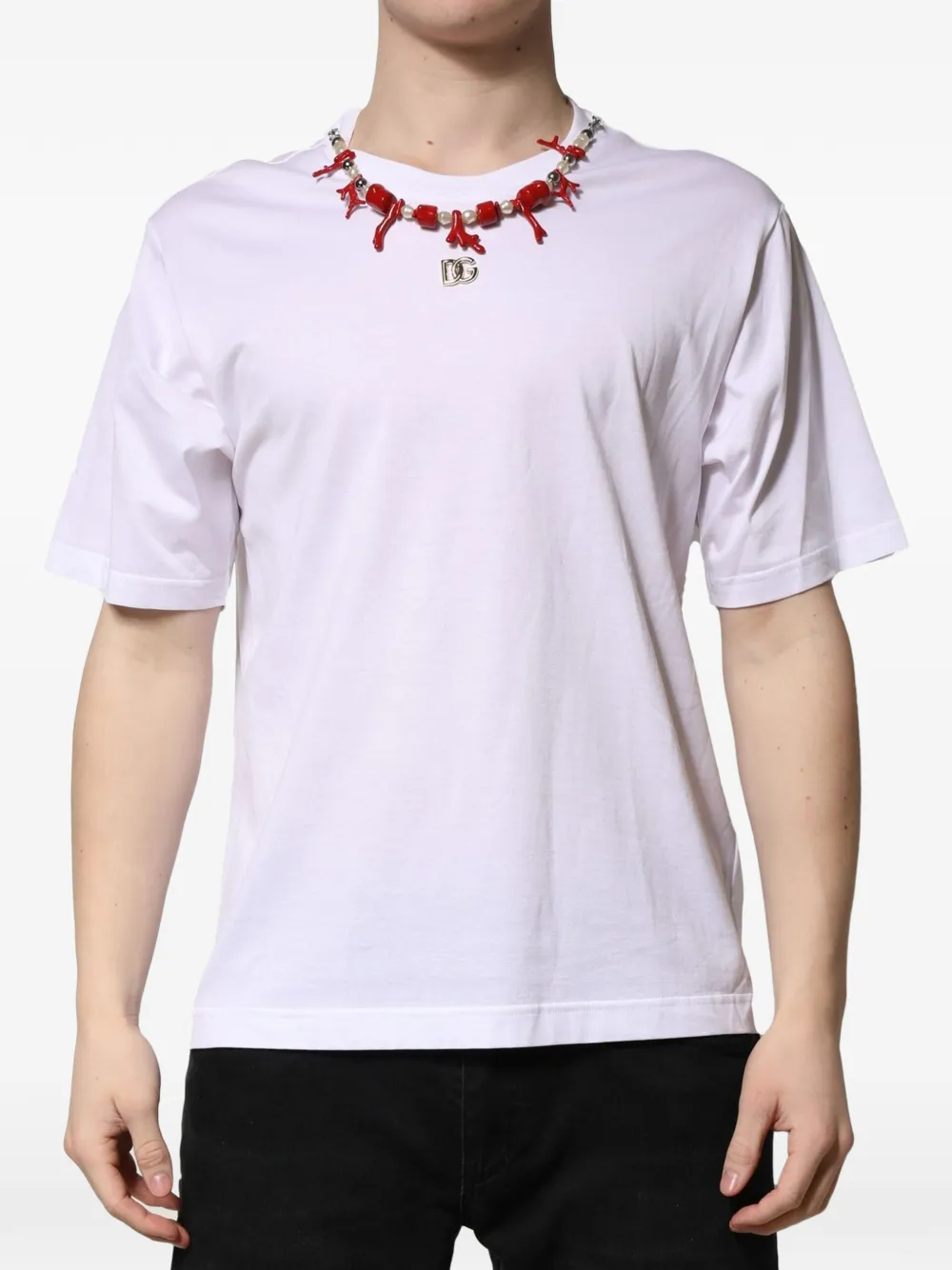 Dolce & Gabbana Verziertes T-Shirt - Silber
