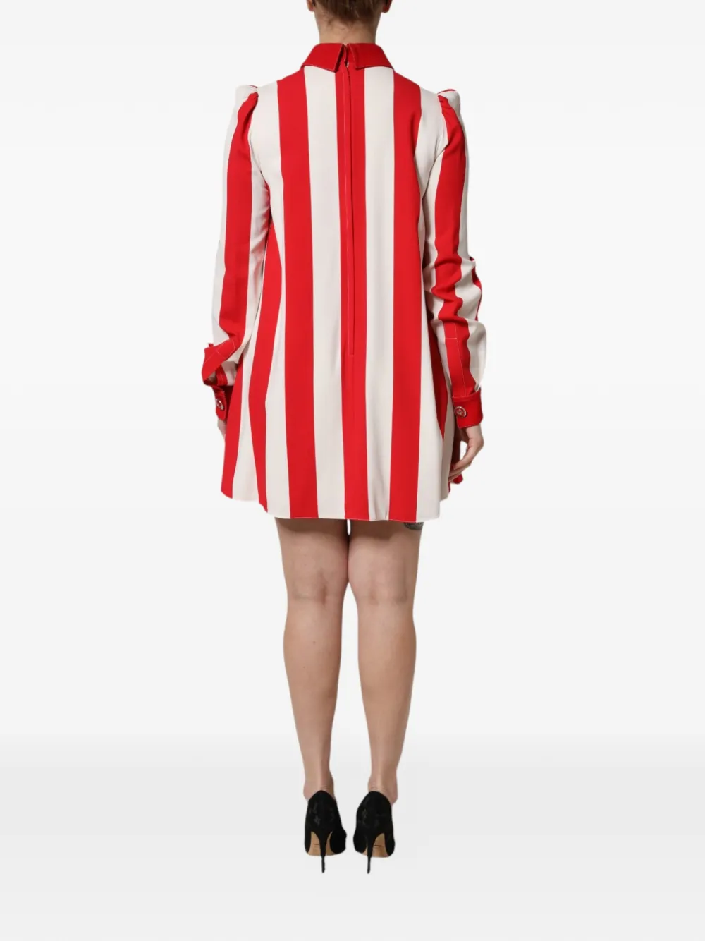 Dolce & Gabbana Mini-jurk met lange mouwen en strepen Rood