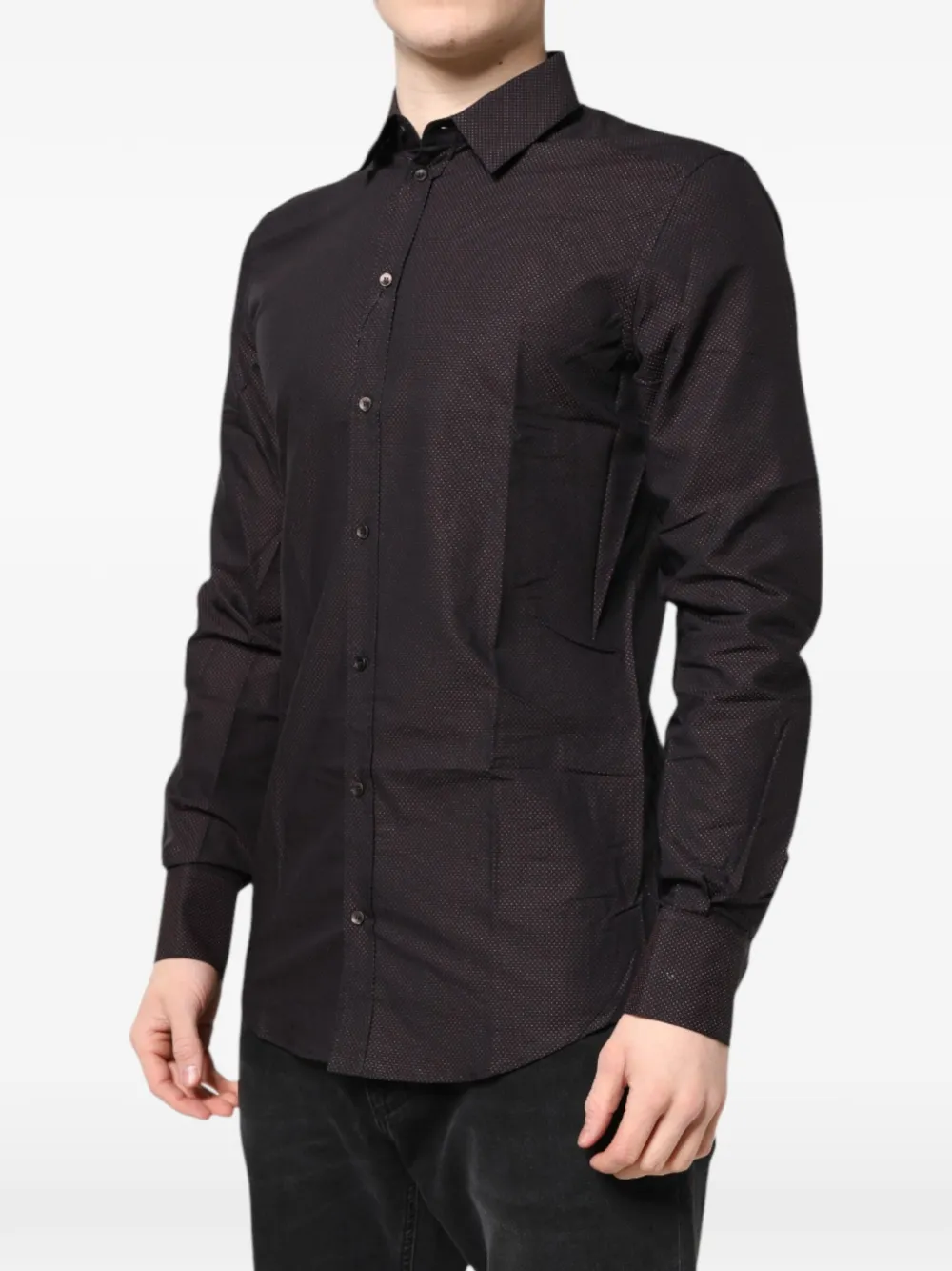 Dolce & Gabbana Overhemd met stippen en lange mouwen Bruin