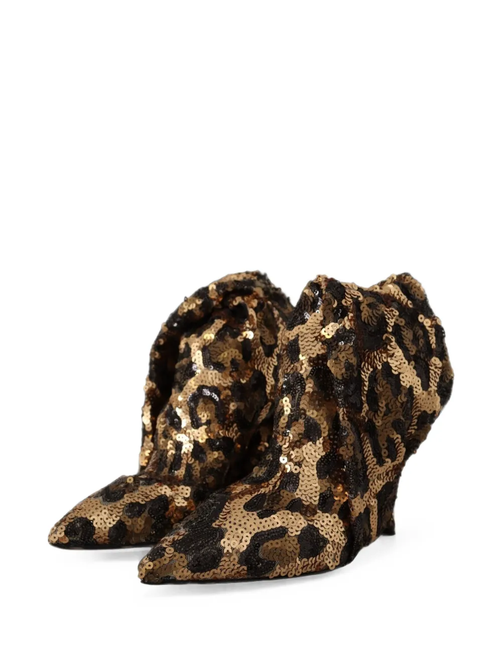Dolce & Gabbana leopard-print sequin-embellished ankle boots Zwart