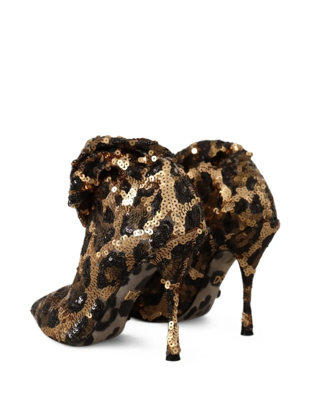 Dolce & Gabbana leopard-print sequin-embellished ankle boots Zwart