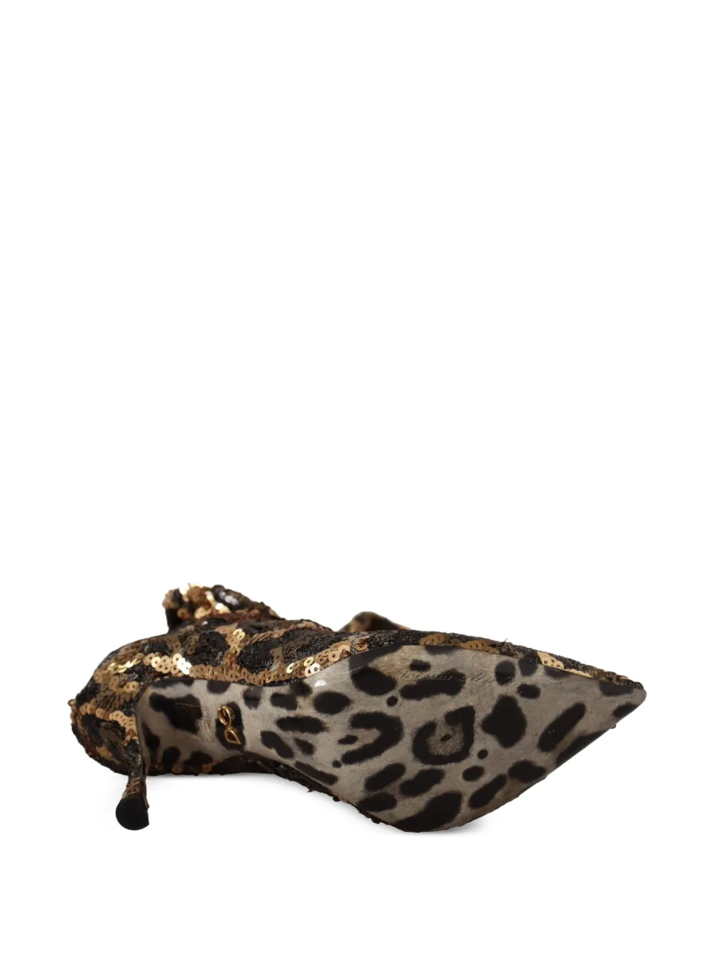 Dolce & Gabbana leopard-print sequin-embellished ankle boots Zwart