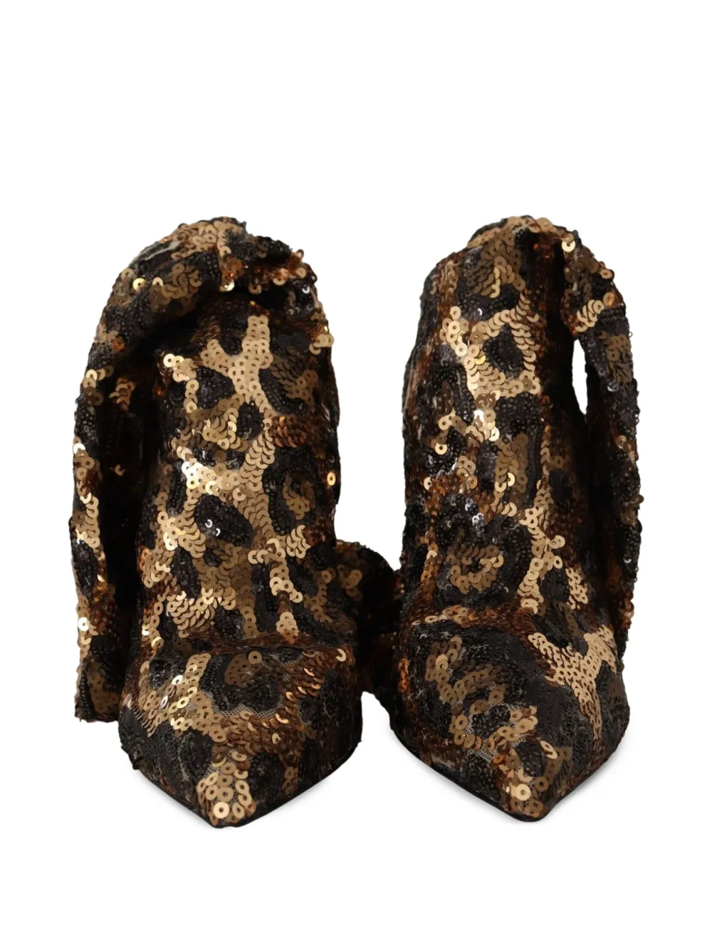 Dolce & Gabbana leopard-print sequin-embellished ankle boots Zwart