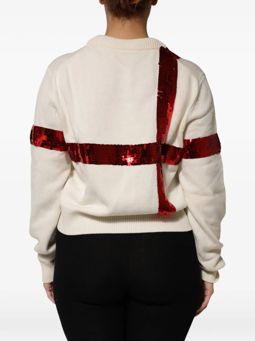 Dolce & Gabbana Trui verfraaid met pailletten en strik Beige