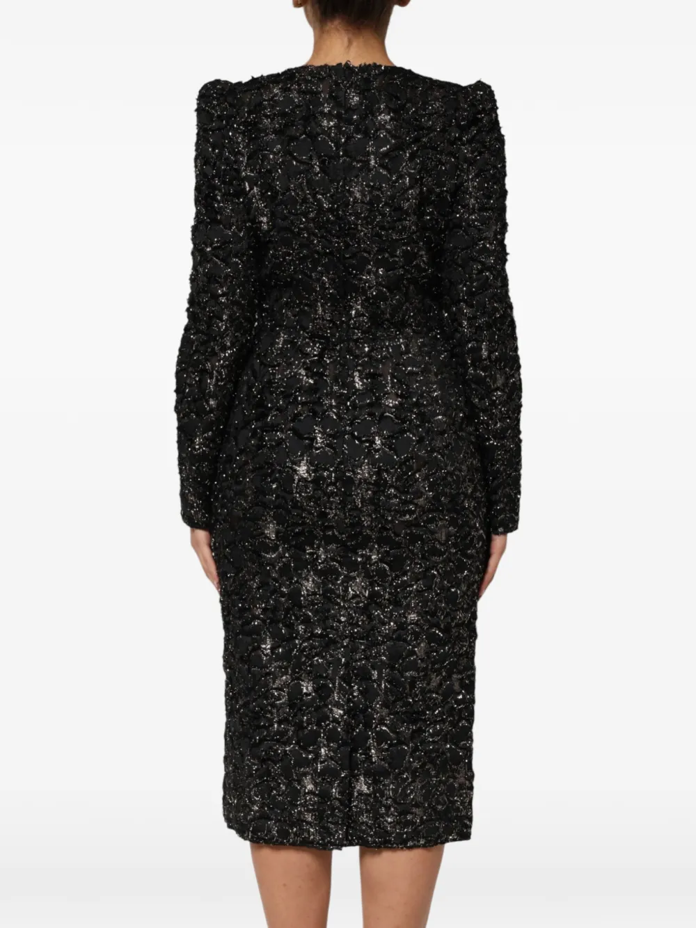 Dolce & Gabbana Bouclé-tweed midi-jurk verfraaid met pailletten Zwart