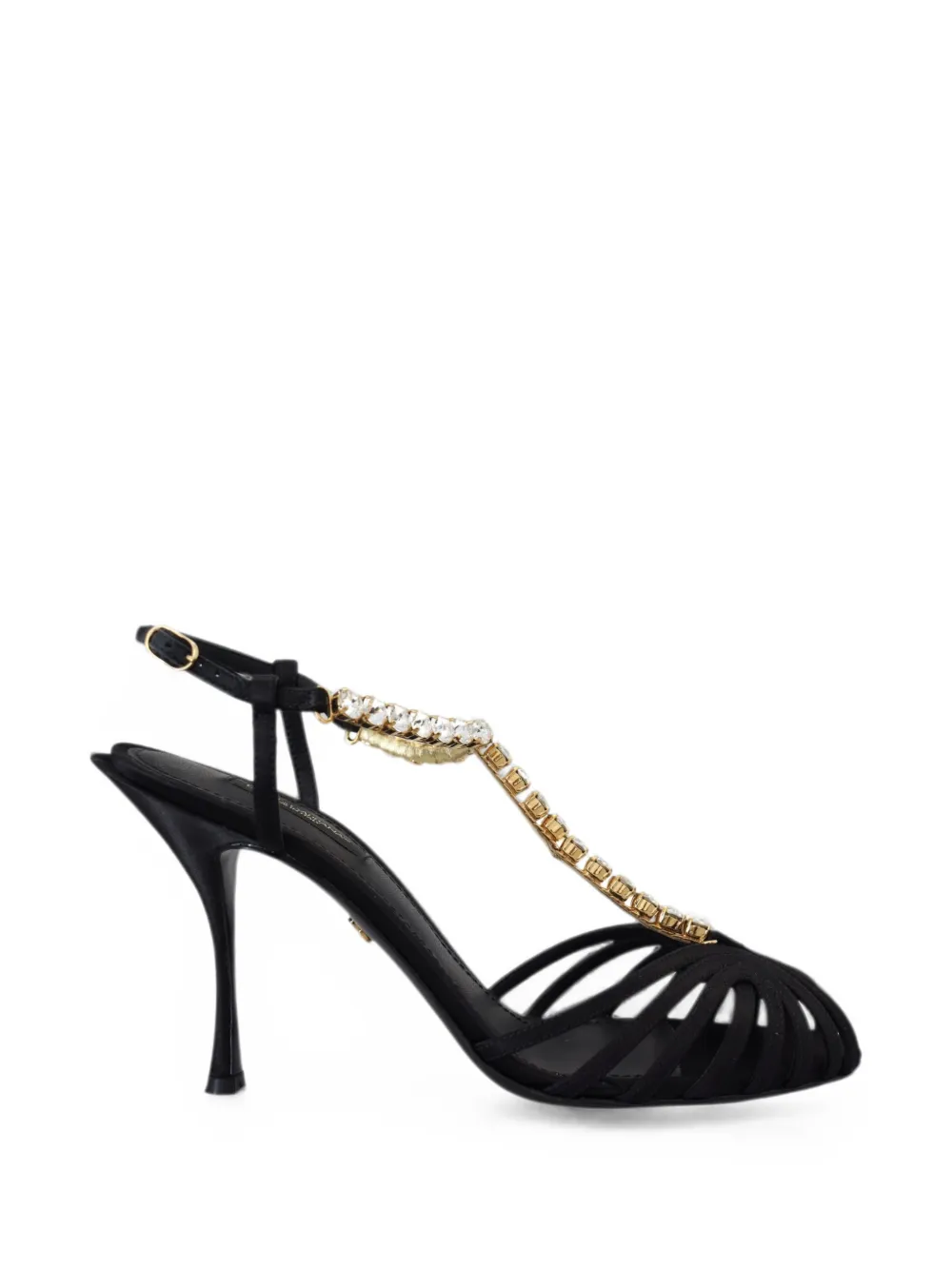Dolce & Gabbana Kiera T-Riemen-Sandalen mit Kristallen - Schwarz