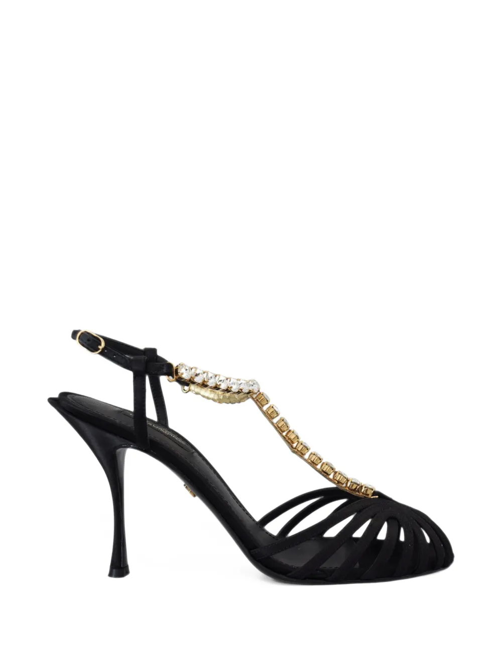 Dolce & Gabbana Kiera T-Riemen-Sandalen mit Kristallen - Schwarz