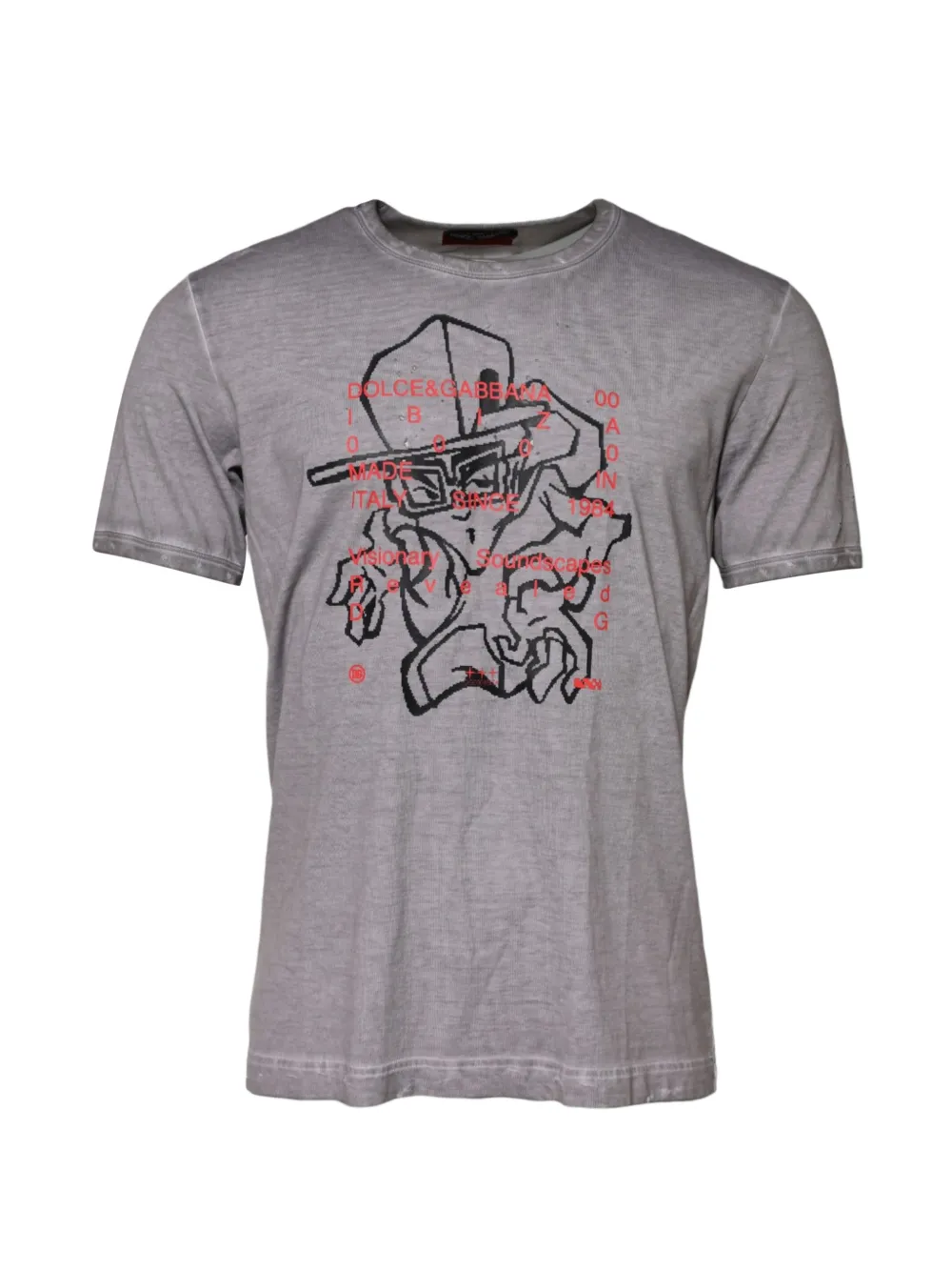 Dolce & Gabbana T-shirt con stampa effetto vissuto - Grigio