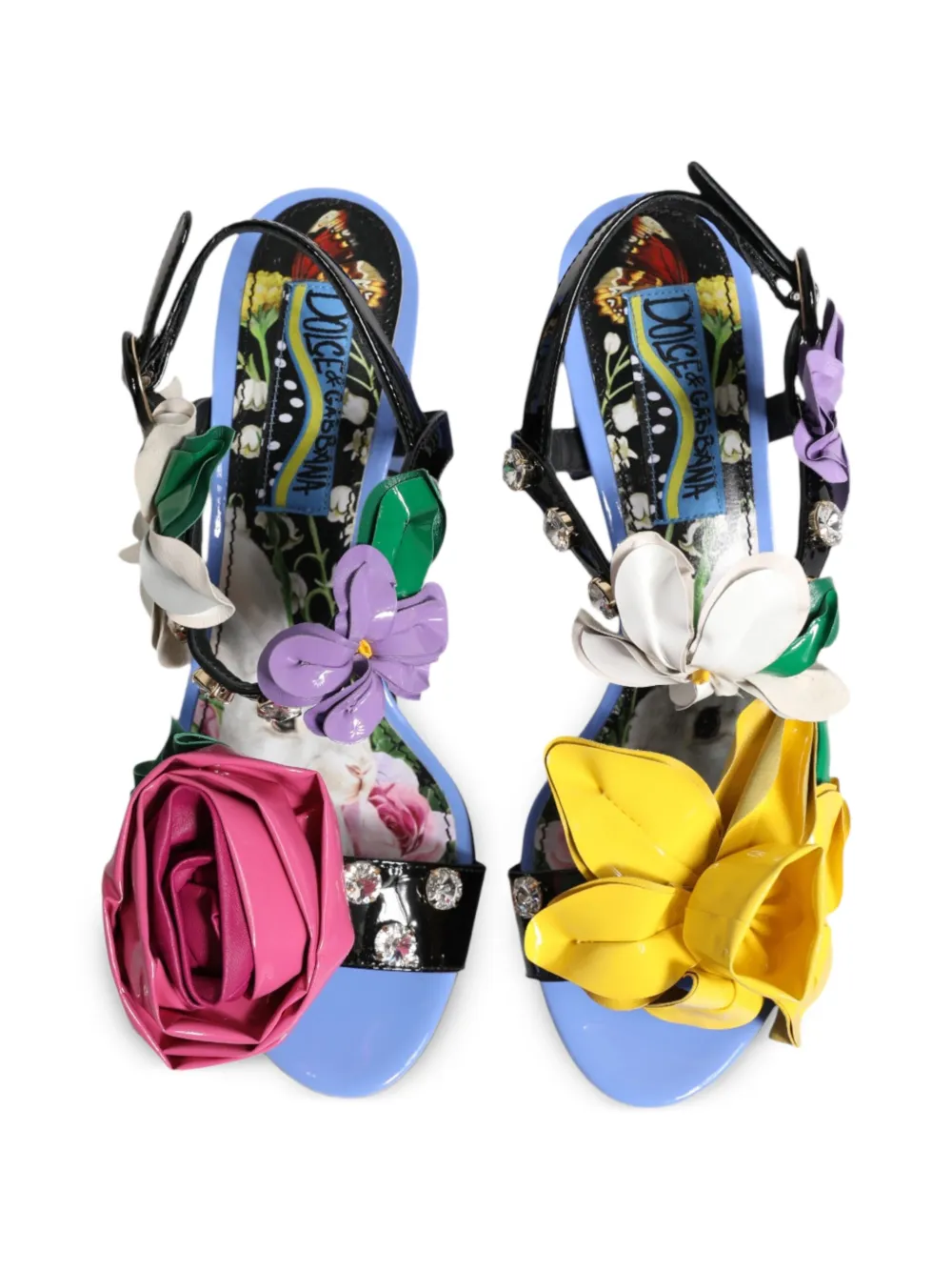 Dolce & Gabbana Keira floral-embellished crystal sandals Zwart