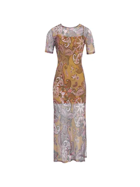 Triya Vestido Sandy com mesh e estampa paisley