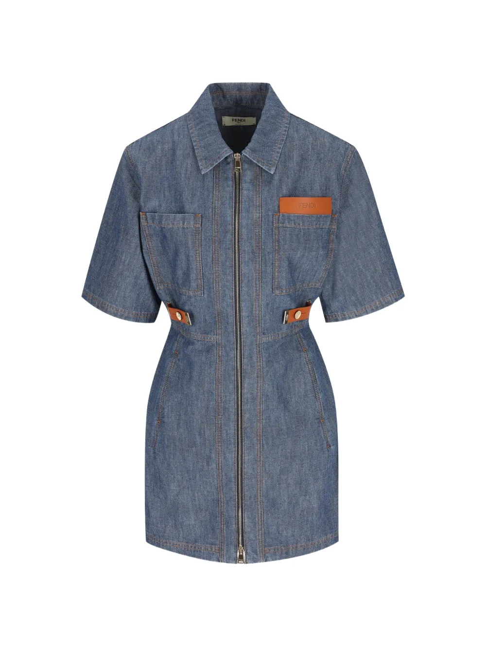 FENDI zip-up mini dress - Blu
