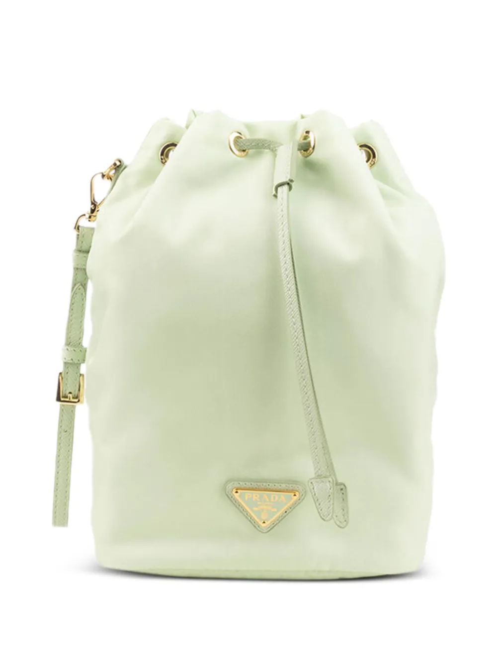 Prada logo-plaque drawstring tote bag - Verde