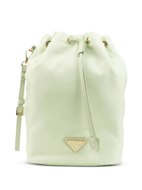 Prada logo-plaque drawstring tote bag