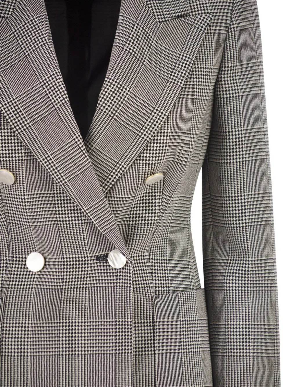 Max Mara Prince of Wales geruite blazer met dubbele rij knopen Grijs