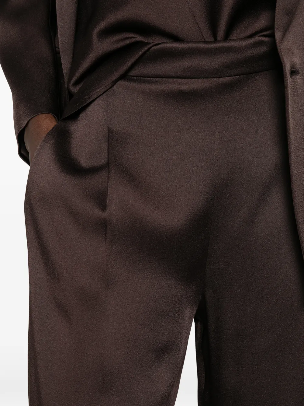 Max Mara Palazzo broek met crêpe textuur Bruin