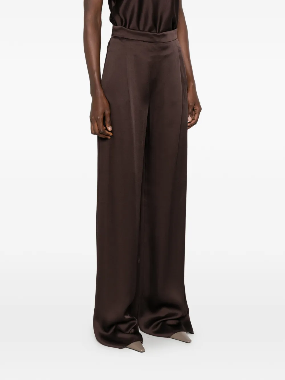 Max Mara Palazzo broek met crêpe textuur Bruin