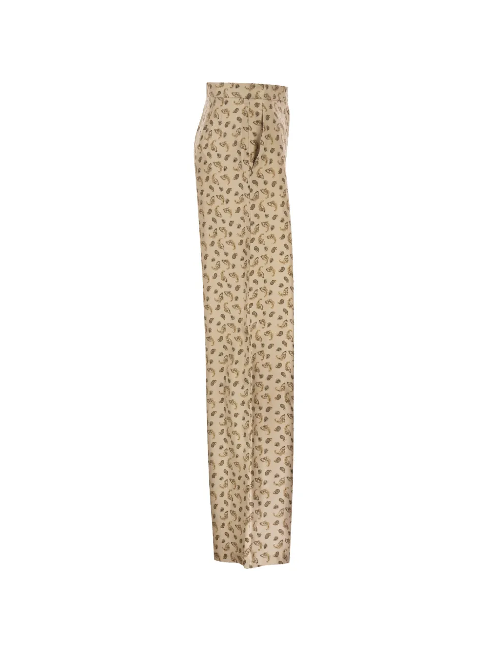 Max Mara Zijden palazzo broek met paisley-print Beige