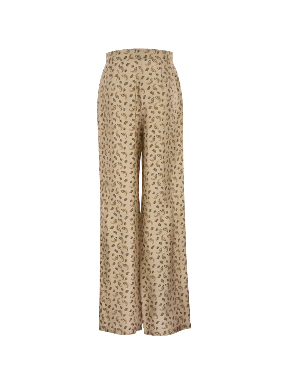 Max Mara Zijden palazzo broek met paisley-print Beige