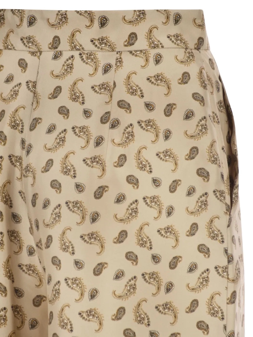 Max Mara Zijden palazzo broek met paisley-print Beige