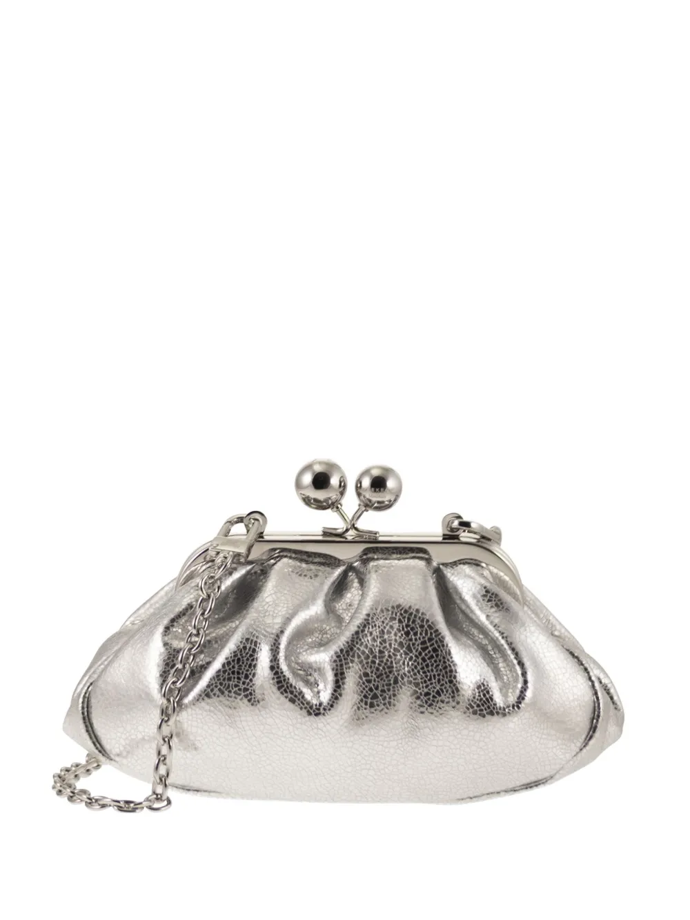 Weekend Max Mara metallic gathered-leather shoulder bag - Argento