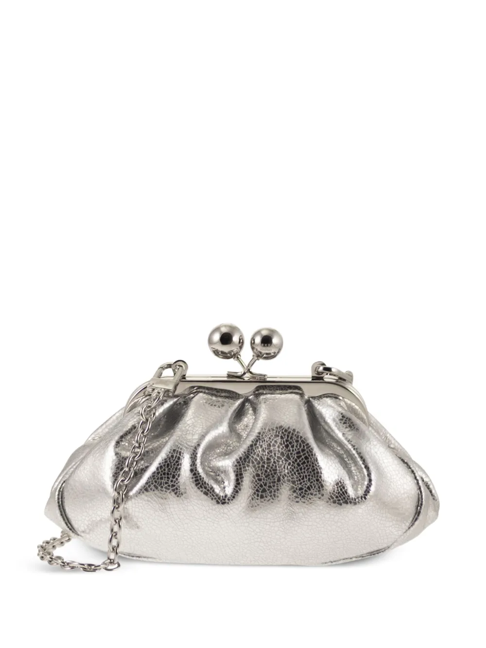 Weekend Max Mara metallic gathered-leather shoulder bag - Argento