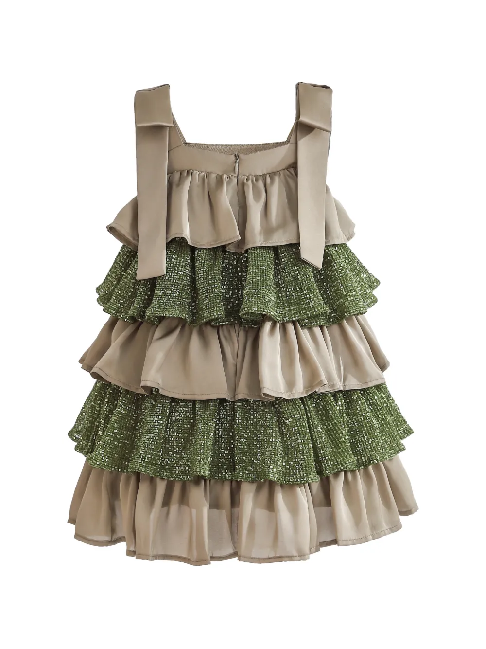 Tulleen Bellamy jurk verfraaid met pailletten en ruches Beige