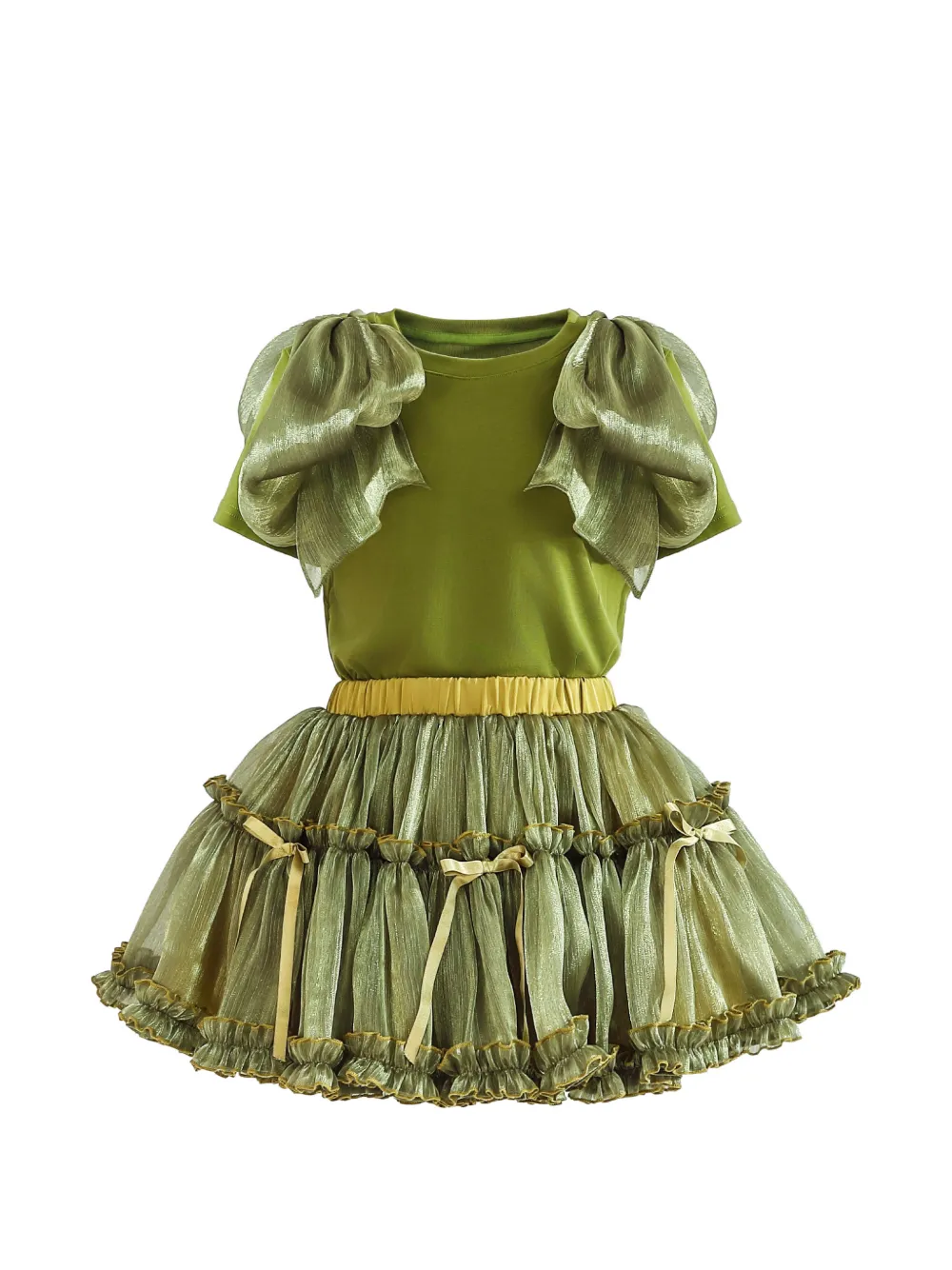 Tulleen Valora ruffle-trimmed skirt set - Verde